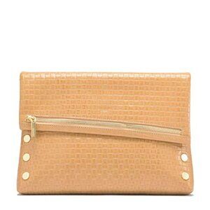 Hammitt VIP Medium Bag Zipper Leather Handbag Toast Tan Weave Gold Purse NEW
